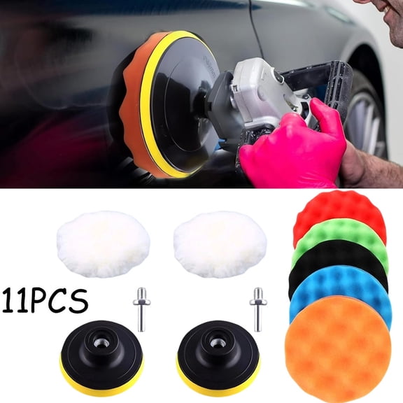 6 Inch Car Polishing & Buffing Sponge Pads Kit Wool Bonnet Pads for Household Electric Drill and Auto Polisher with 8mm M14 Drill Adapter for Washing Cleaning Waxing Dusting