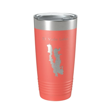 

El Vado Lake Map Tumbler Travel Mug Insulated Laser Engraved Coffee Cup New Mexico 20 oz Coral