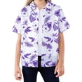thumbnail image 4 of Shadoumai Boys Tropical Floral Print Short Sleeve Casual Button Down Shirt For Holiday Stylish Comfort, 4 of 5