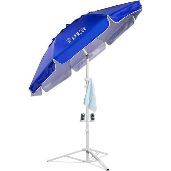AMMSUN 6.5ft Lightweight Sports Beach Umbrella Portable Shade with Stand for Outdoor Games,Blue