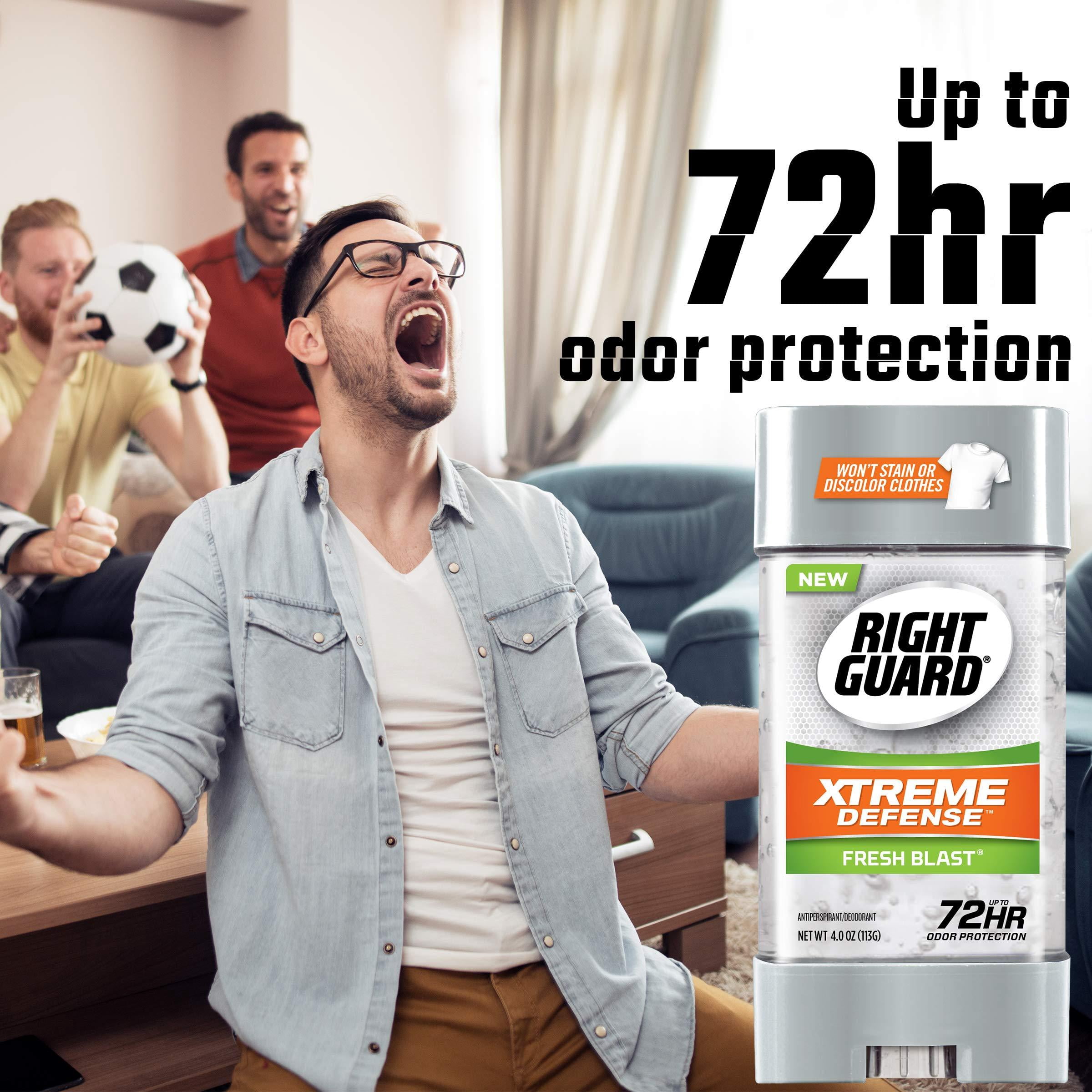 Right Guard Xtreme Defense Antiperspirant Deodorant Gel, Fresh Blast, 4 Ounce, 4 count