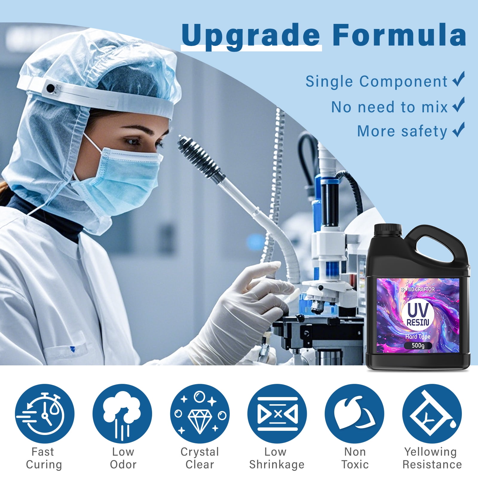 Bond Craftor UV Resin Kit 500g – Fast Curing Ultraviolet Resin for Crafts, Jewelry, DIY, and Coating, Molding, and Casting