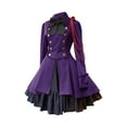 thumbnail image 2 of yoeyez Womens Lolita Gothic Dress with Vintage Bow Long Sleeve Ruffle Layers Classic Steampunk Dress Wedding Guest Costumes Cosplay Purple,S, 2 of 4
