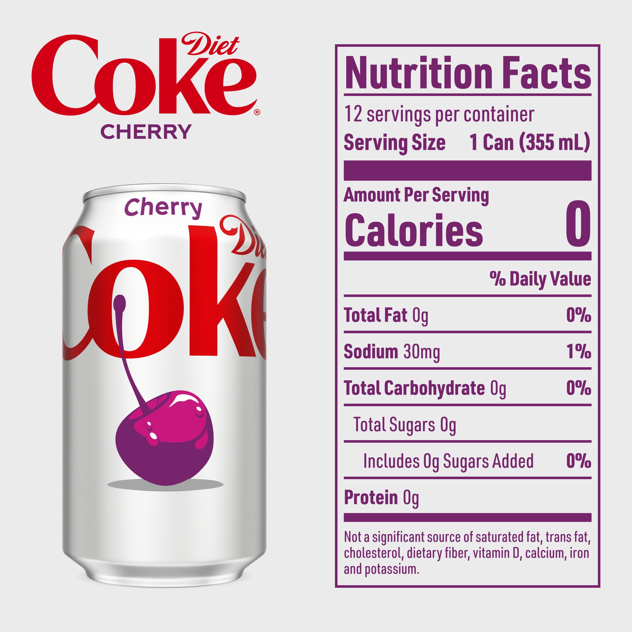 Diet Coke Cherry Diet Soda Pop Fridge Pack Cans, 12 fl oz, 12 Pack