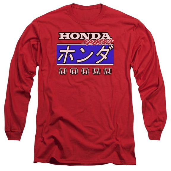 Honda Kanji Racing Long Sleeve Adult 18/1 T-Shirt Red