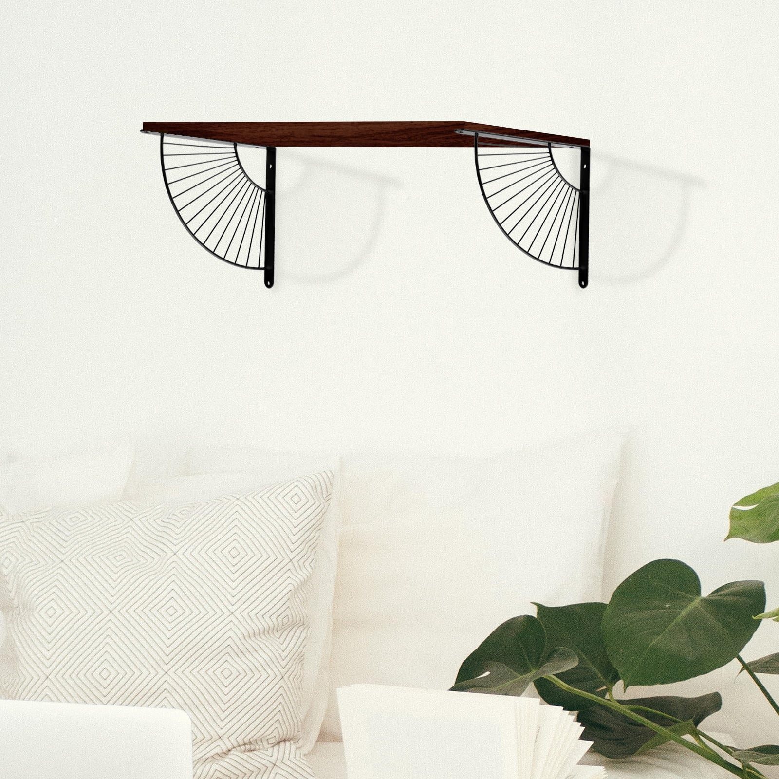 Worgeous 2 Pcs Organizer Shelving Brackets Shelf Support Bracket 2.4X24.5X24.5CM Black