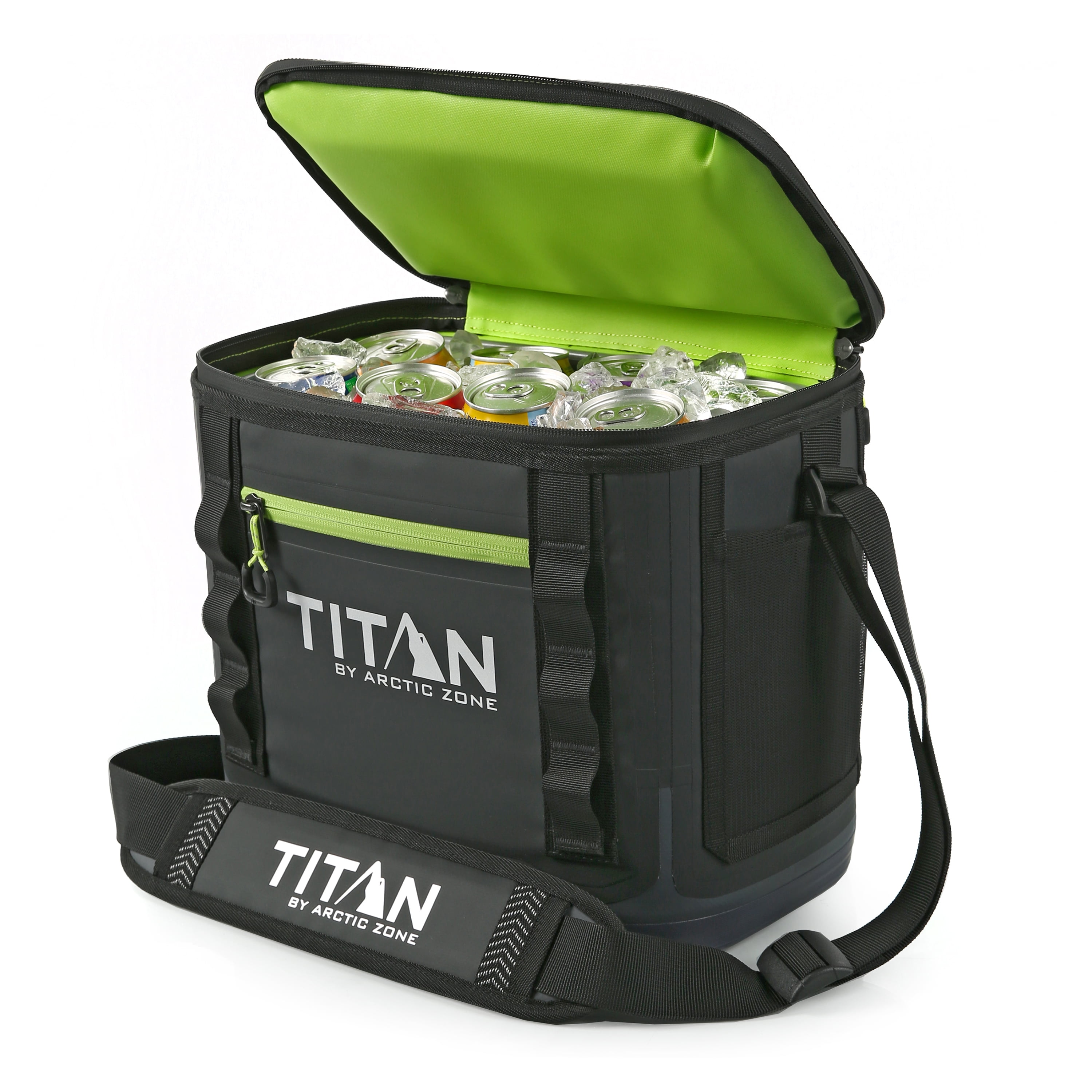 Titan by Arctic Zone 12 Can Waterproof Welded Soft Cooler, 8 Quart, Black/Green