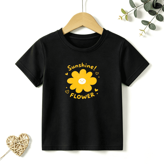 Girls Graphic Tees Sunshine Daisy Kids T Shirt Cute Summer 100% Cotton Short Sleeve Soft Tops 4-13Y