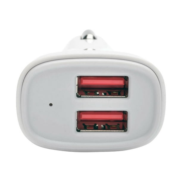 Tripp Lite 4.8 A USB Dual-Port 4.8A USB) Chargeur de Voiture avec Autosensing 5V Chargeur Rapide pour Tablettes et Téléphones Portables - Adaptateur d'Alimentation de Voiture - 24 Watts - - 2 Connecteurs de Sortie (2 x - Blanc