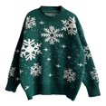 thumbnail image 6 of Craaazy Christmas Sweater Casual Long Sleeve Merry Christmas Knit Women Sweaters Crewneck Snowflake Patterns Blouse Gifts for Women, 6 of 9