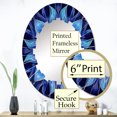 thumbnail image 3 of Designart "Fractal Flowers in Turquoise and White VII" Modern Geometric Round Wall Mirror - Modern Oval Printed Decorative Oversized Mirror - Multiple Color Options, 3 of 4