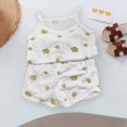 thumbnail image 2 of NIEWTR Kids Girls Summer Pajamas 3T 4T 5T Toddler Flutter Sleeve Graphic Neck Sleeveless Top Matching Solid Shorts 2PCs Soft Pjs Loungewear(A-Yellow,3-4 Years), 2 of 5
