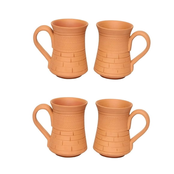 Handcrafted Mitti Clay Cup Or Mug | Natural Handmade Earthen Clay Kulhad, Kullar, Chai Ke Cup Pack Of 4, 210ml