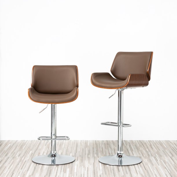 Glitzhome 2 Pack Bar Stool MidCentury Counter Stools Adjustable Bar