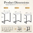 thumbnail image 3 of Nesting Coffee Table Set of 3, C-Shaped End Side Tables with Faux Marble Top and Metal Frame for Living Room, Industrial Sofa Snack Tables, White, 3 of 9