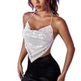 thumbnail image 4 of Tank Top for Women,Ladies Fashion Hot Solid Color Sequins Lace Wrapped Chest Camisole,Womens Tank Tops,Camisole Tops for Women(Color:White,Size:M), 4 of 4