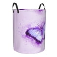 thumbnail image 2 of XMXY Round Laundry Basket Organizer, Purple Butterfly Flying Waterproof Collapsible Dirty Clothes Basket Laundry Hamper, Small Size, 2 of 8