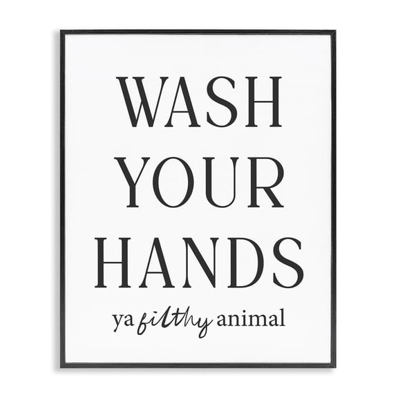 Stupell Industries Wash Your Hands Funny Reminder Black Framed Giclee Art, design by Lettered and Lined