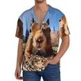 thumbnail image 3 of Fotbe Close-Up Curious Squirrel print Short Sleeve Button Down Shirts for Men Casual Summer Beach Wrinkle Free Shirt-XX-Large, 3 of 7