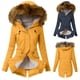 thumbnail image 4 of Chaqueta cálida para mujer, abrigo de invierno sólido con cuello encapuchado, ropa de abrigo de lana de cordero Fridja po287, 4 of 4