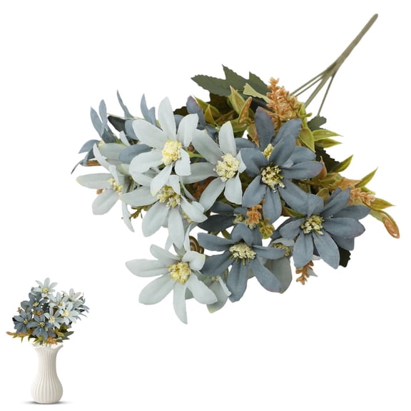 European High Grade Hydrangea Decoration, Light Blue Mini Lily Artificial Flower Bouquet - 13in Simulation Floral Arrangement for Living Room/Wedding Decor, Home Entrance Decoration (B)