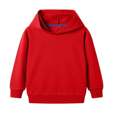

NIUREDLTD Toddler Boys Girls Hoodies And Sweatshirts Hooded Long Sleeve Cuffs Solid Color Sweatshirt Daily School Sporty Wear Fall Winter Tops Red 140