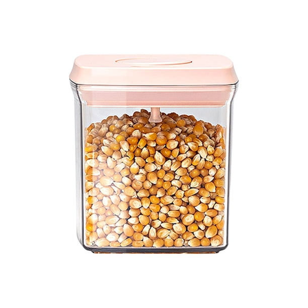 Tanque De Almacenamiento Recipiente de plástico rosa de 1 pieza con tapa hermética para organizar la despensa (1100 ml) Rkxzt