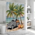 thumbnail image 6 of Summer Palm Trees Bathroom Shower Curtains with 12 Hooks Polyester Waterproof Shower Curtain for Stalls and Bathtubs Beach Fall Pumpkins Seaside Vintage Car Decorative Bathroom Curtain 72"x72", 6 of 9
