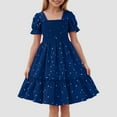 thumbnail image 2 of Gubotare Dresses for Teens Girls Summer Toddler Baby Girl Outfits Embroidery Striped Dress Princess Vintage Dresses Spring Summer Clothes Size 3-4T (Blue,3-4 Years), 2 of 5
