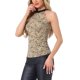 thumbnail image 4 of INSPIRAR CHIC Top de Mujer Sin Mangas con Cuello Halter Ajustado y Elástico para Fiesta con Fruncidos Color Beige-Leopardo, 4 of 5