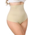 thumbnail image 4 of INSPIRE CHIC Women's High Waisted Tummy Control No Show Girdle Body Shaper Thong Panty Smooth Under Dress Shapewear XX-Large Beige, 4 of 5