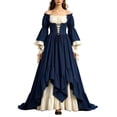 thumbnail image 2 of Smsaxvxz Halloween Costumes for Women Fashion Renaissance Dresses Women Off Shoulder Bell Sleeve Peasant Pirate Dress Blue 3XL, 2 of 6