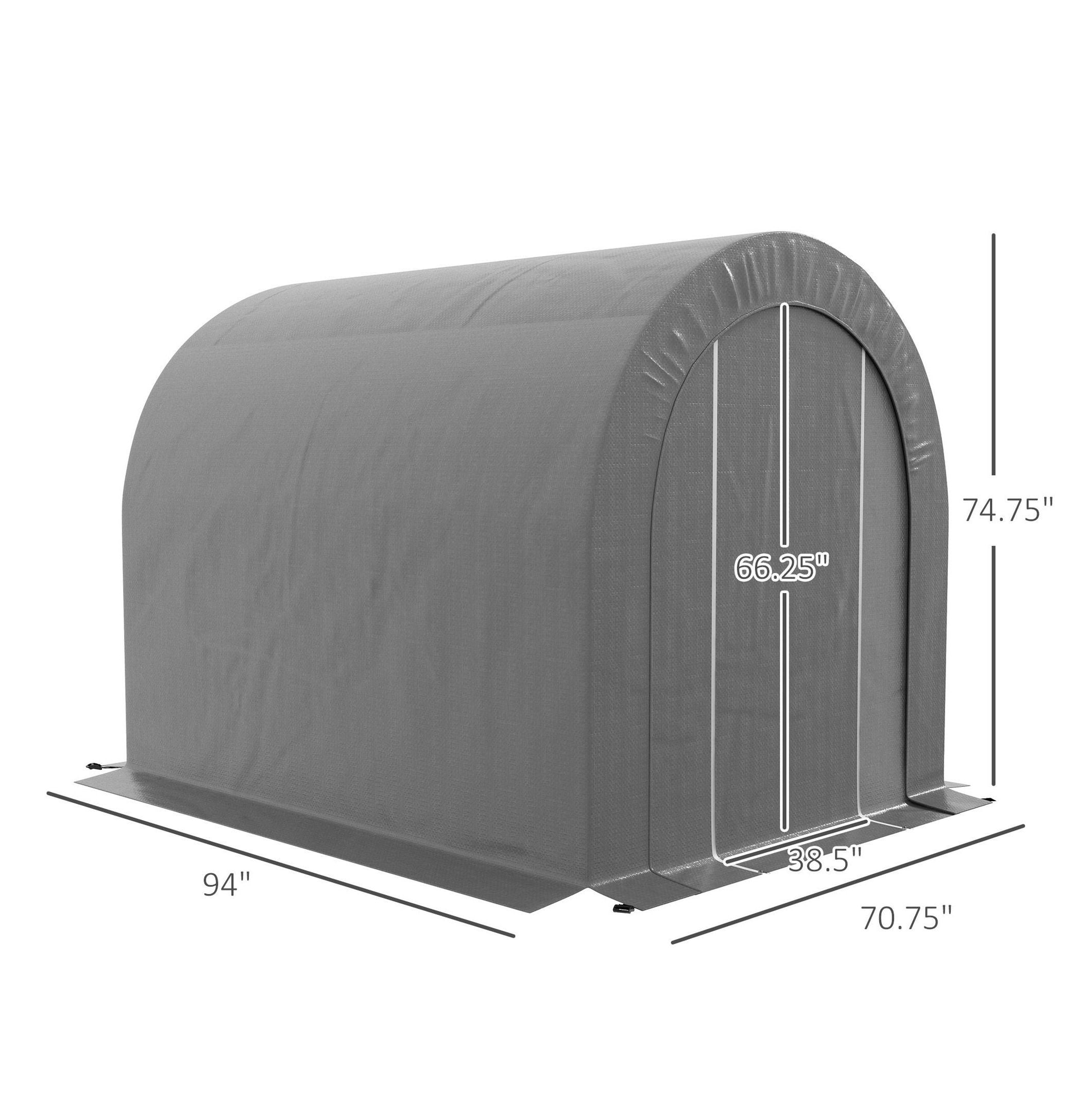 Galvanized Steel Storage Tent 6x8 ft, Waterproof Outdoor Shed for Motorcycle, Bike & Tools - Heavy Duty Portable Shelter with Windproof Design