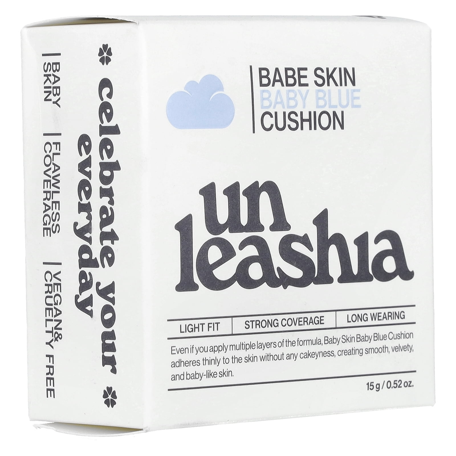 Unleashia Babe Skin, Baby Blue Cushion, SPF40/ PA++, 25N Good Night, 0.52 oz (15 g)