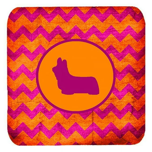 Skye Terrier Chevron Pink And Orange Foam Coasters, Set Of 4