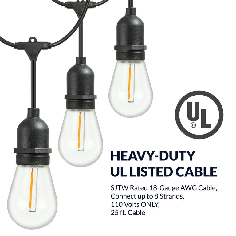 25 ft. Outdoor String Lights Commercial Grade LED Hanging Lights - 9 Light Bulbs Included 25 ft. Outdoor String Lights Commercial Grade LED Hanging Lights - 9 Light Bulbs Included