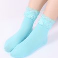 thumbnail image 2 of Bibifish Womens Socks Soft Solid Color Soft Crew Socks Elegant Trendy Lace Splice Socks Soft Breathable Mid Calf Socks For Ladies, 2 of 4
