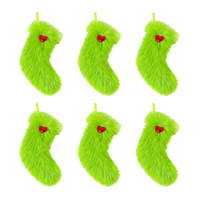 6x Medias navideñas Calcetines Decoración navideña Decoración de fiesta Recuerdos de fiesta Felpa para vacaciones Dormitorio Hogar Sala de estar año