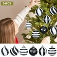thumbnail image 3 of DAMAI 24 Pcs Mini Christmas Black White Balls Ornaments, 1.6" Glitter Christmas Stripe Dots Swirl Hanging Balls, Xmas Plastic Stripe Dot Hanging Ball for Christmas Tree Party Decoration Supplies, 3 of 9