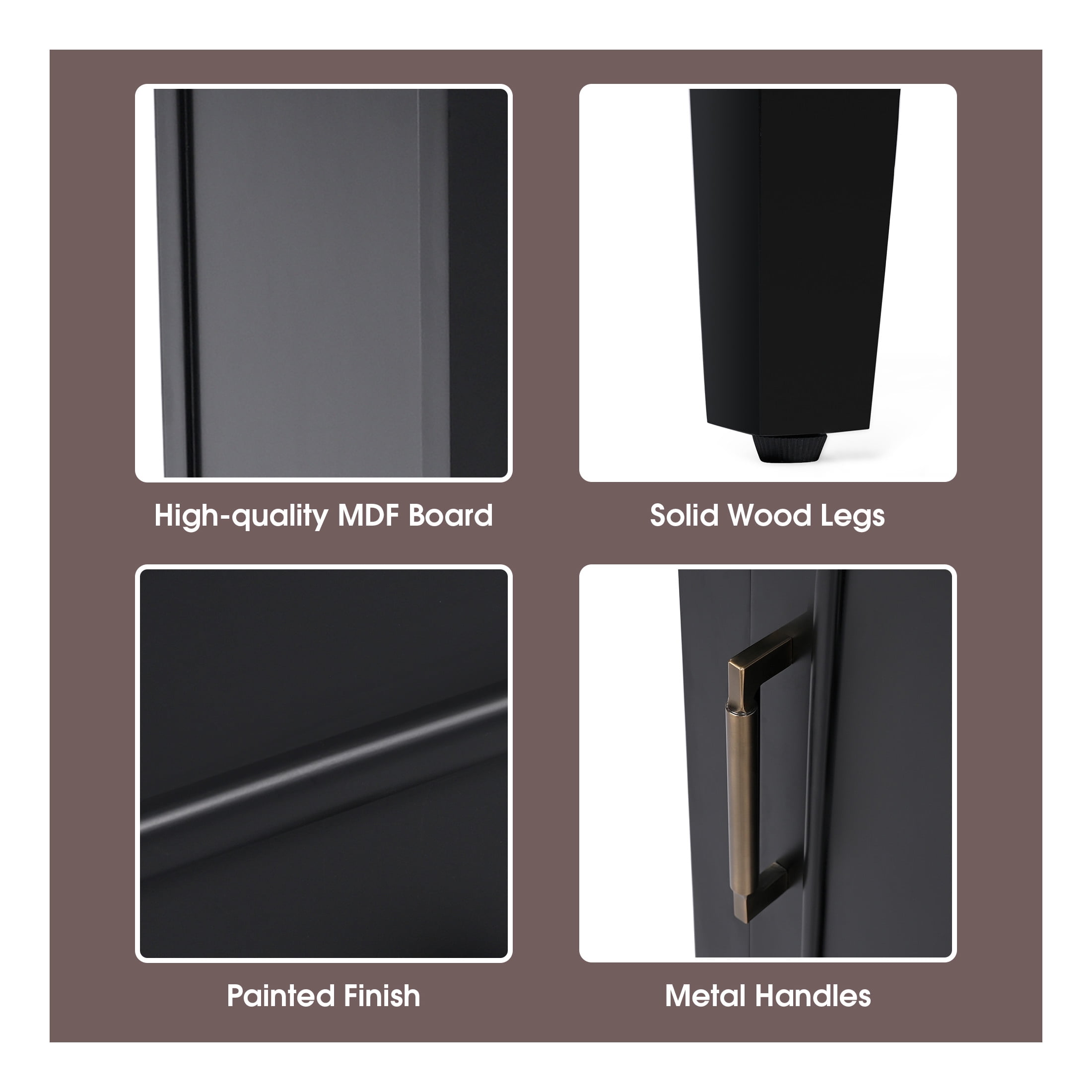 GDF Studio 20" Bathroom Vanity with Ceramic Sink, Freestanding Cabinet with Drawer and Door Shelf, Black