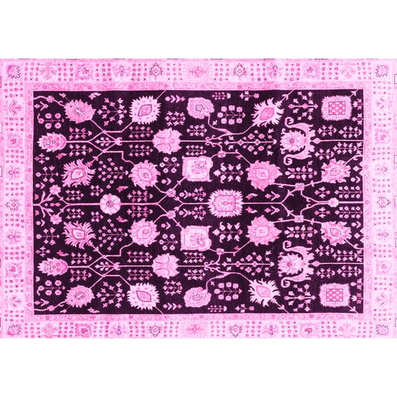 Ahgly Company Indoor Rectangle Oriental Pink Traditional Area Rugs, 5' x 7'