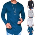 thumbnail image 4 of DISHAN Men Autumn Solid Color O Neck Long Sleeve Cotton Thin T-shirt Bottoming Top, 4 of 8
