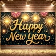 thumbnail image 3 of Golden Theme Happy New Year Banner Firework Design New Year Party Banner Sparkling Star Pattern Holiday Celebration Banner for New Year Party Holiday Celebration Indoor Decoration, 3 of 9