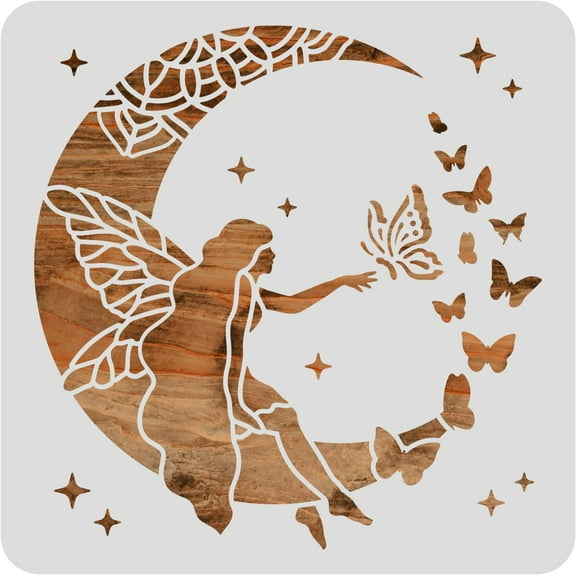 12x12" Dream Fairy Theme Plastic Stencils Reusable Fairy Cutouts Painting Template for Painting Wood Burning Pyrography and Engraving Crafts