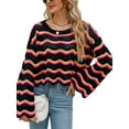 thumbnail image 4 of xiaxaixu Pull Tricoté pour Femmes Manches Longues Col Rond Creusé Vague Automne Mode Urbaine, 4 of 9