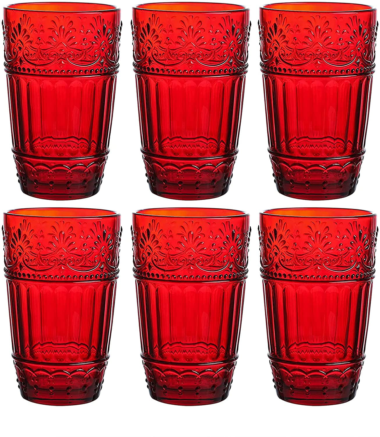 3 12 Oz Red Plastic Drinking Glasses  Made in America Lead Free 