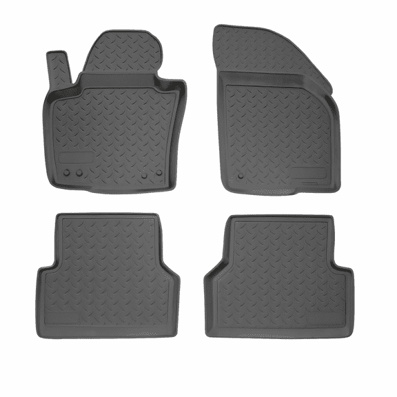 3D Custom Fit Floor Mats for 2009-2017 Volkswagen Tiguan (All Trims), All-Weather Floor Liners, Full Set for 1st & 2nd Row, Black, Rubber