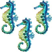 BVLFOOK Seahorse Wall Art Decor, Metal Coastal Ocean Decor Beach Themed Decoration for Bathroom Bedroom Fence Home Indoor Outdoor, Nautical Tropical Decor, set of 3, 10 inch