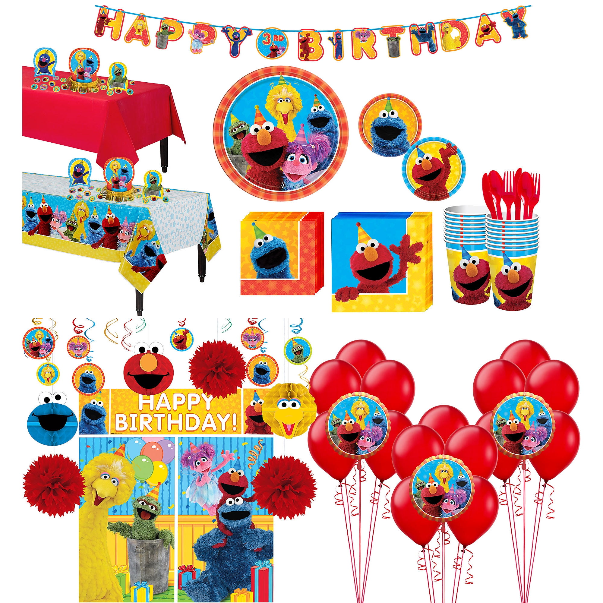 ~ Birthday Party Supply 23pc SESAME STREET Elmo Turns One TABLE DECORATING KIT 