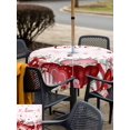 thumbnail image 4 of Outdoor Tablecloth with Umbrella Hole and Zipper, Pink Valentines Day Square Table Cloth 60x60 Inch Waterproof Tablecloth, Love Heart Eucalyptus Botanical Picnic Table Cover for Patio Camping, 4 of 7